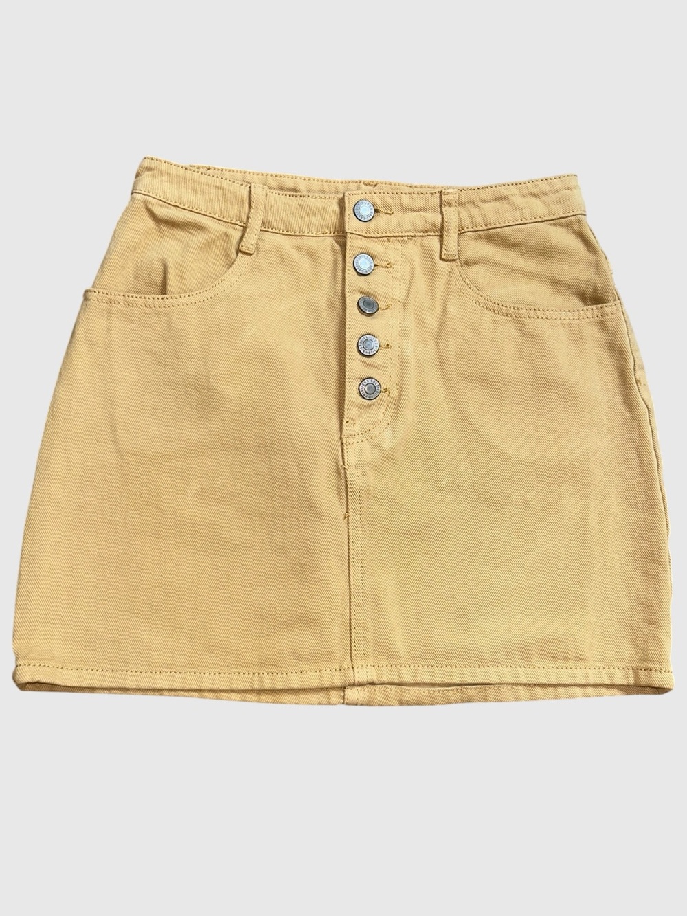 John Galt PacSun Tan Exposed Button Denim Mini Skirt Brandy Melville